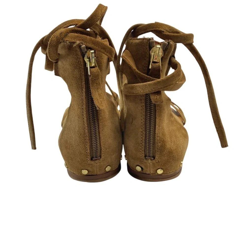 FRANCO SARTO Primrose Tan Suede Lace Up Sandal Flats size 8